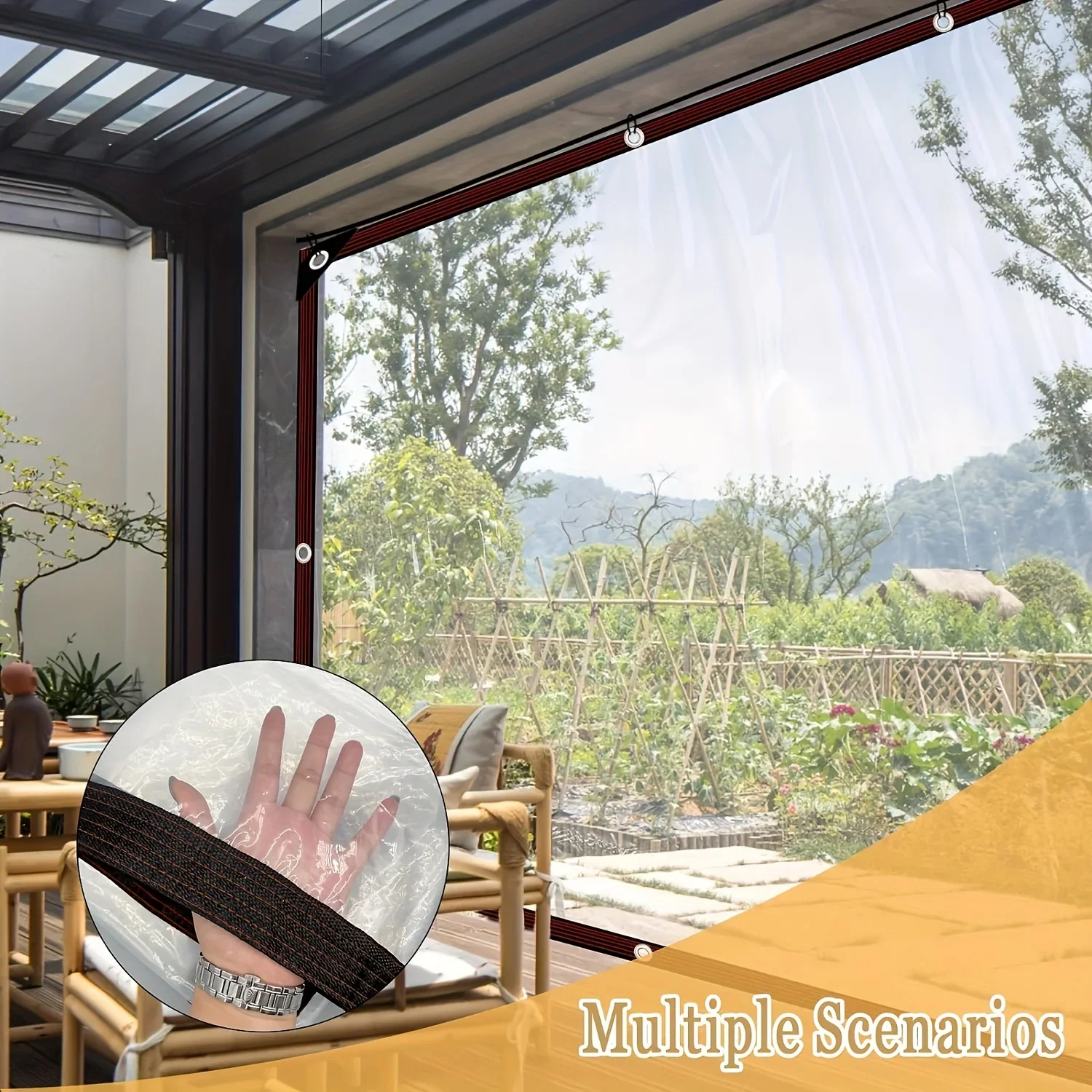 Waterproof Tarp Rainproof Covering PVC Vinyl Tarp 1pc for Patio Henhouse Porch Canopy