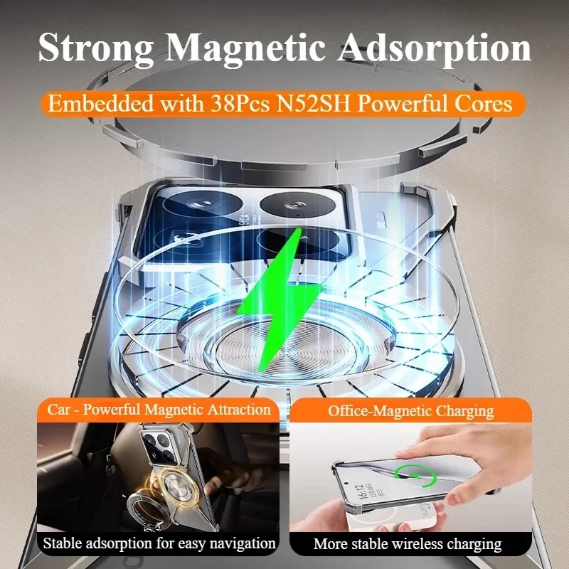 Eary for Xiaomi 15/15Pro Phone Case Magsafe With 360°Rotate Magnetic Stand Aluminum Alloy Frameless Shockproof Protective Cover