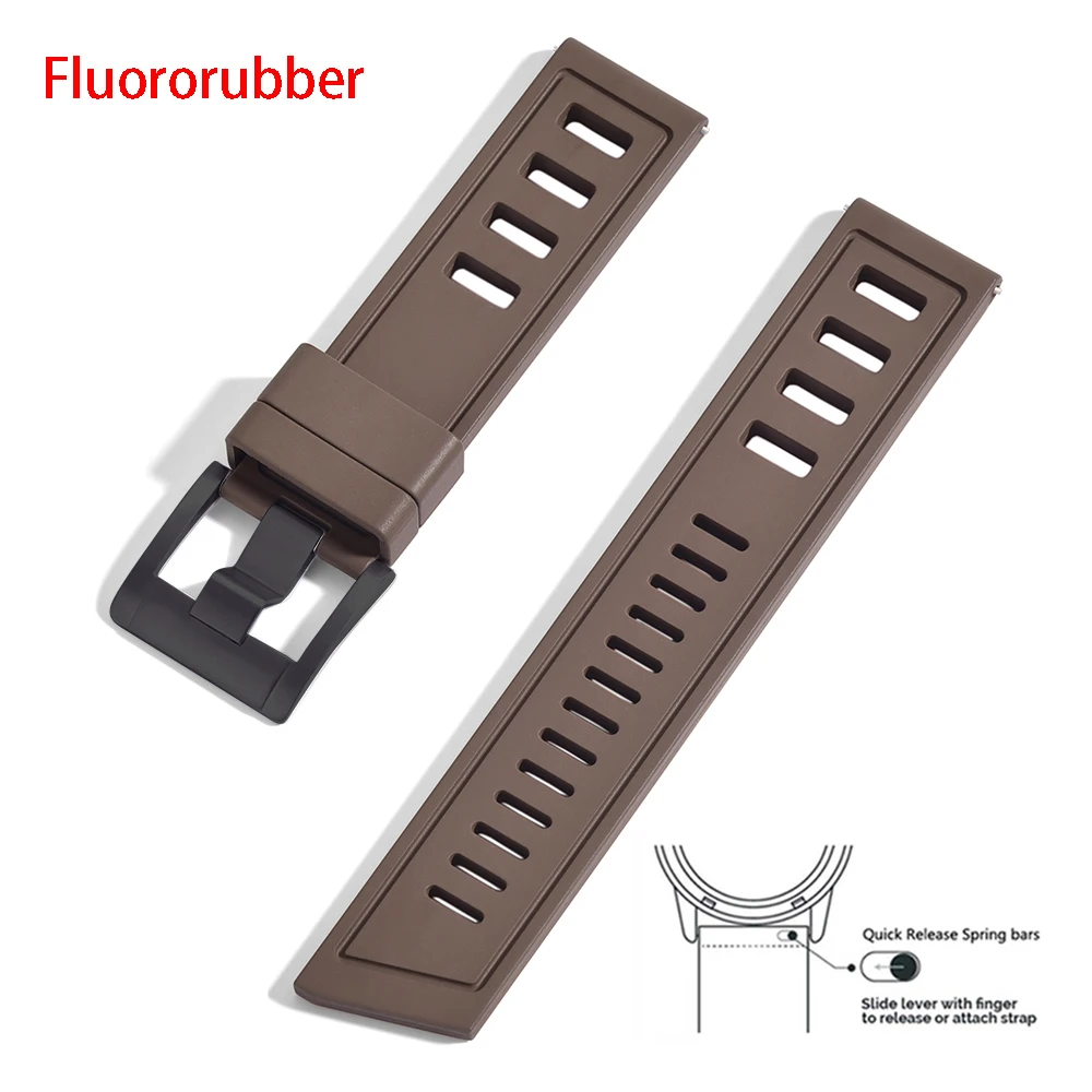 Enhanced Fluororubber Quick Release Waterproof Watch Strap
