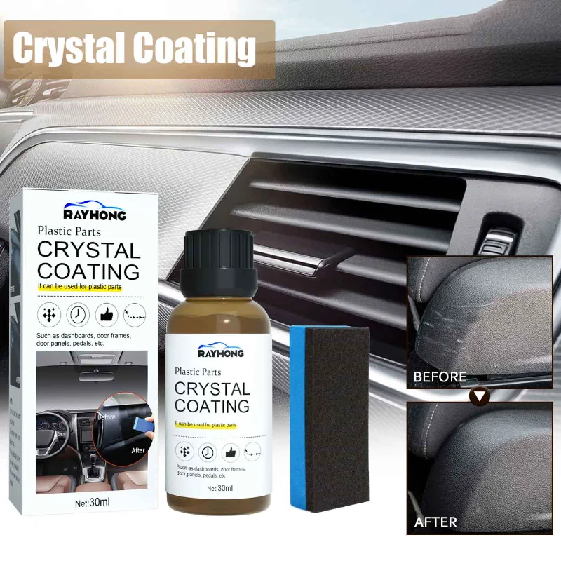 

30ml Plastics Restorer Plastics Parts Crystal Coating Refurbish Plating Agent with Sponge Long Duration Car Interior Accessories