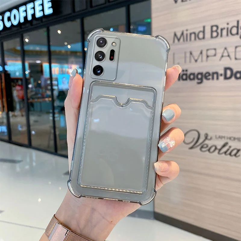 Card Holder Bag Transparent Phone Case For Samsung A12 A21S A22 A32 A42 A52 A72 5G A51 A71 A50 A30S A50S 4G Shockproof Cover iphone 13 mini waterproof case