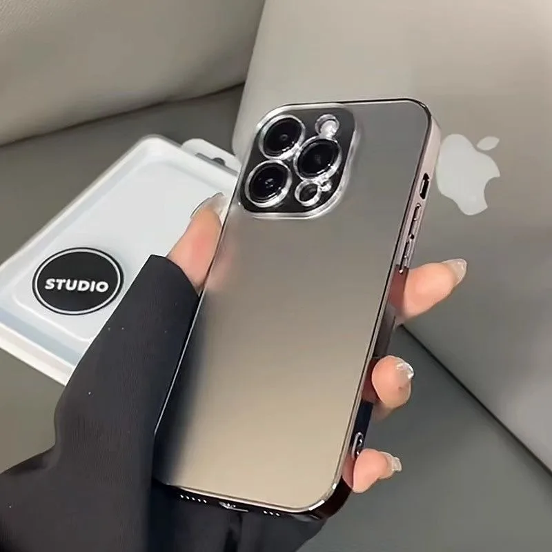 thumbnail image 1 of Funda fina mate Fashion AG para iPhone 11 12 13 14 15 16 Pro Max iPhone 15 Pro 16ProMax Protector de lente de vidrio Cubierta de parachoques chapada, 1 of 4