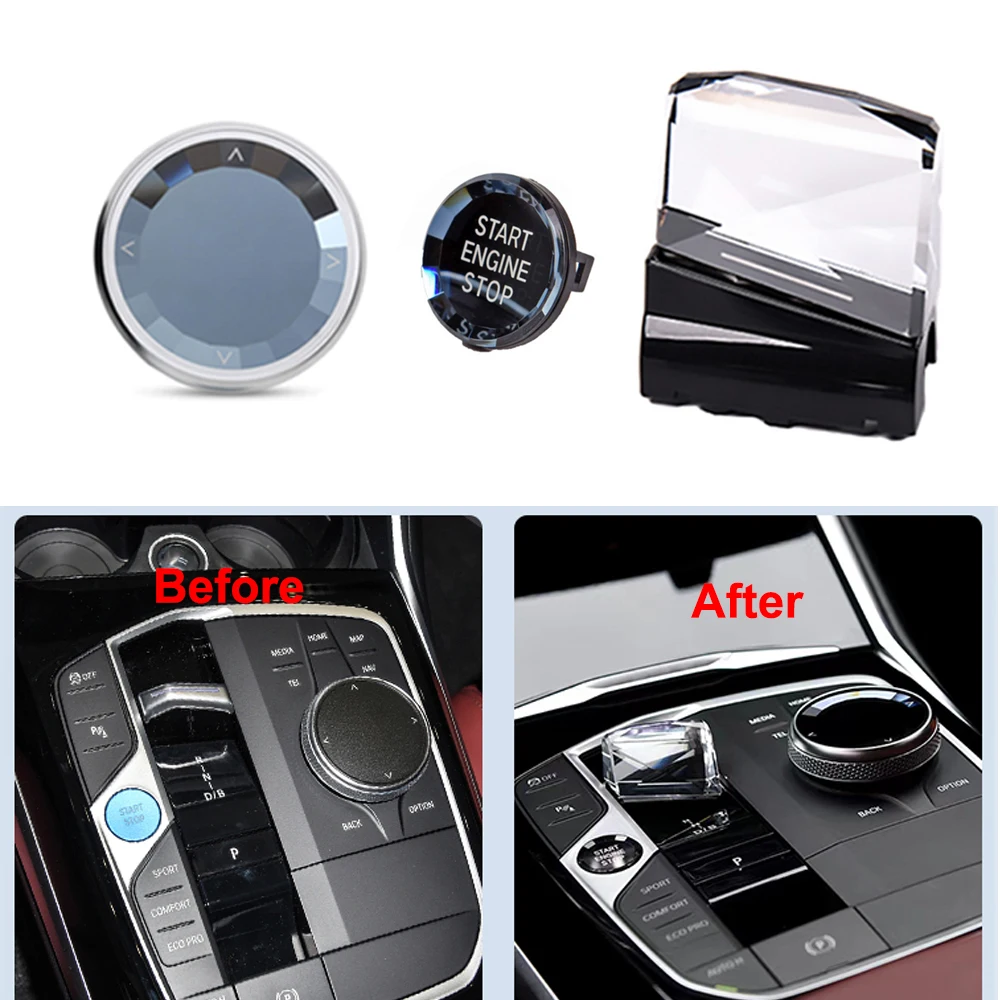

3 Piece SET Crystal Gear Paddle Shift Lever Knob 2023 Year For BMW 2 3 7 Series G20 ix3 G08 X1 X5 G05 X6 G06 G30 X7 Start Volume