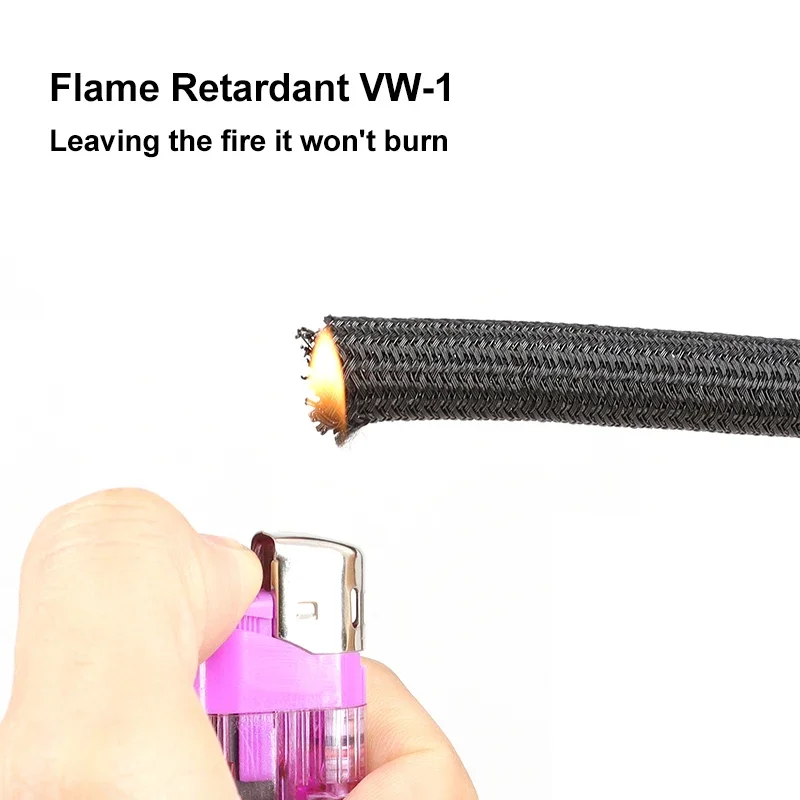 Self-Closed Cable Sleeve 1/2/5/10/50m 3mm ~ 60mm PET Braided USB Cable Power Cord Insulated High Protection Split Sleeving