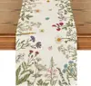 Spring Daisy Flowers Linen Table Runner Dresser Scarf Table Decor Farmhouse Kitchen Dining Table Runners for Wedding Party Decor 1