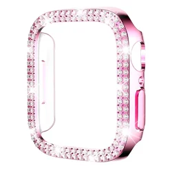 Luxury Bling Diamond Protective Case for Apple Watch - Sparkling Bumper Shell (Pink Double)