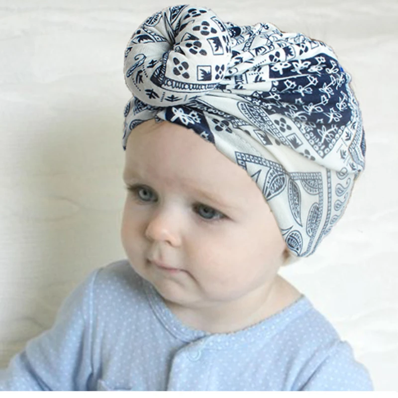 2023 INS Kids Accessories for Newborn Toddler Children's Baby Girl Boy Turban Beanie Hat Winter Cap Knot Solid Soft  Bonnet