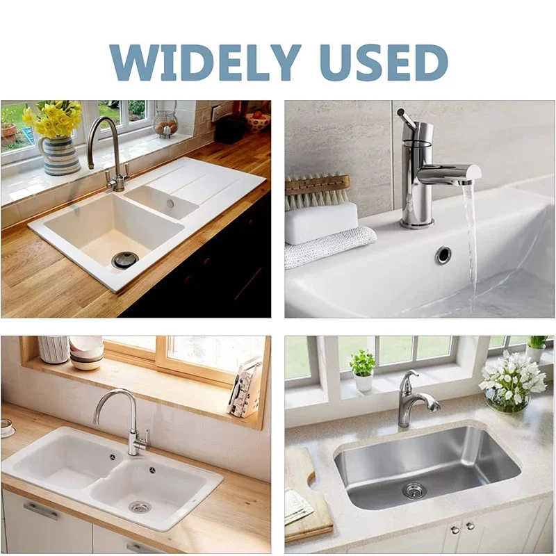 4Pack Durable Plastic round Caps Sink Overflow Hole Covers for Bathroom & Kitchen Basins Easy Snap-In Installation No Tools Need