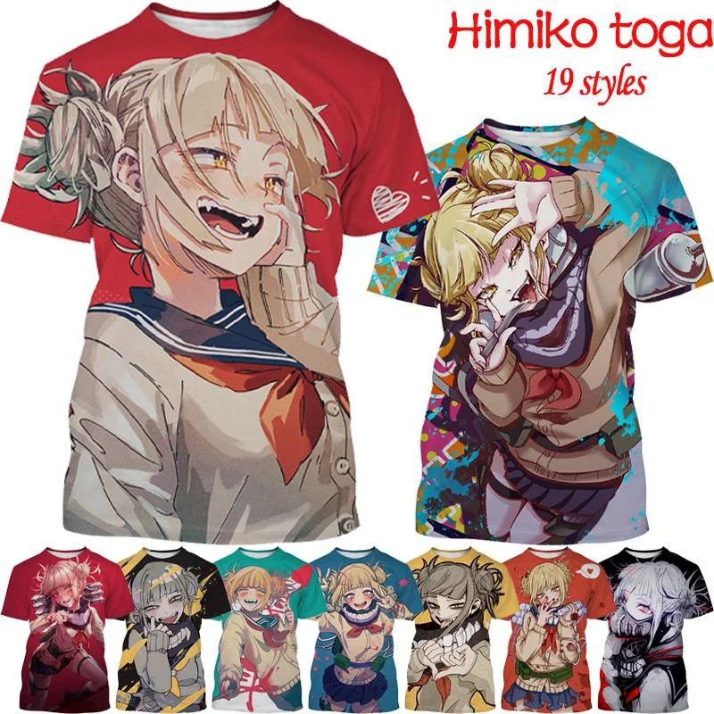 

Himiko Toga 3d Printed T-shirt Personality Creative Cartoon Beautiful Girl T-shirt Top Anime Printed Short-sleeved