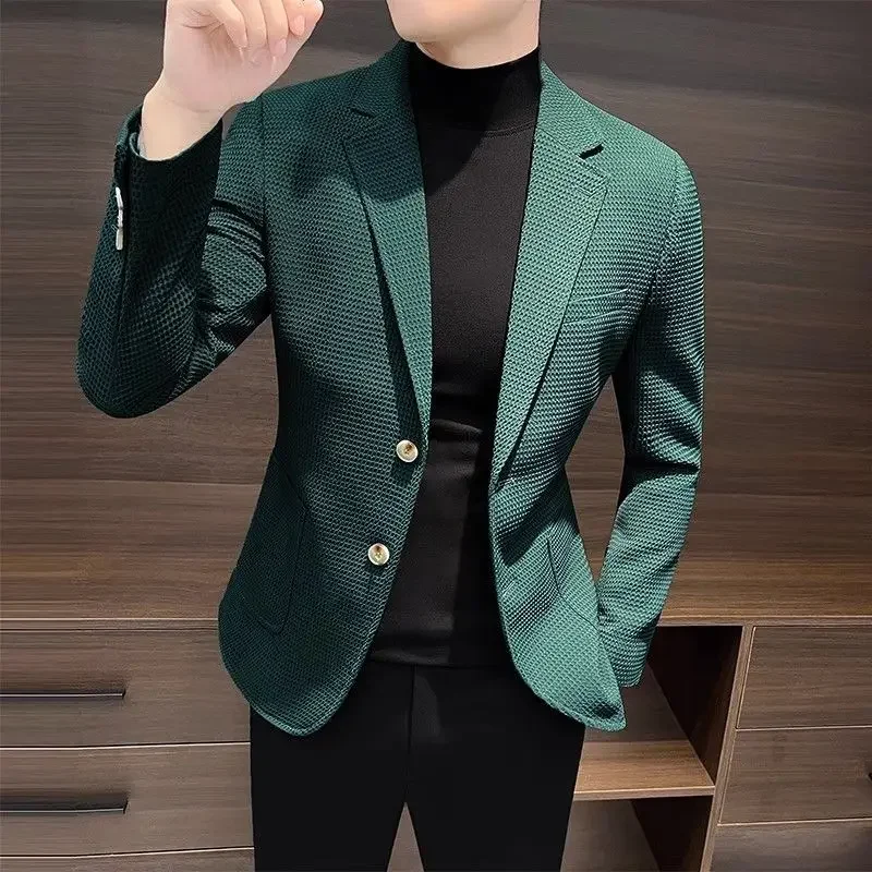 남성용 화이트 다크 브라운 재킷, 격자 무늬 파티 코트, 여름 의류, 캐주얼 남성복, 럭셔리 디자이너, 무료 배송