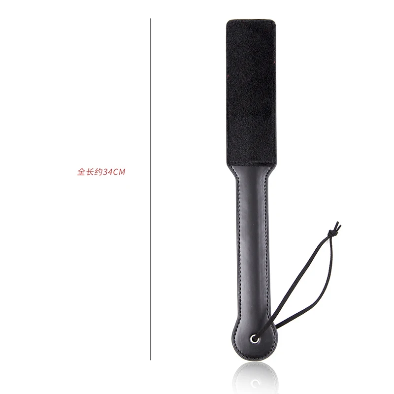 34cm Red Or Black Plush And Leather Paddle Riding Crops Flogger Horsewhips Spikes Spanking Paddle Slapper 5