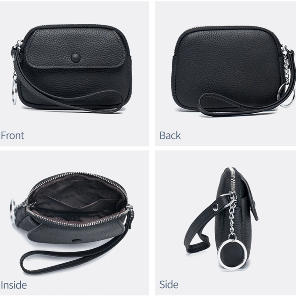 Women Coin Purse Leather  Cash Change Purse Small Portable Zipper Coin Wallet Pouch with Wristlet Strap for Teenager Girls
