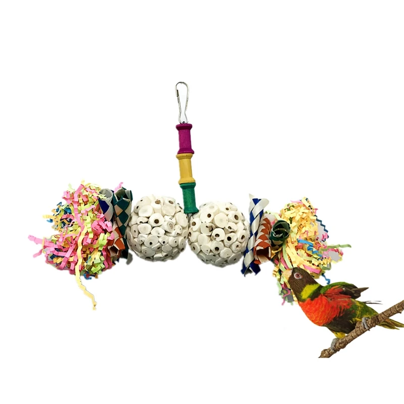 Parrot Chew Toy Foraging Sola Balls Bright Color Shred Paper for Conure Peony