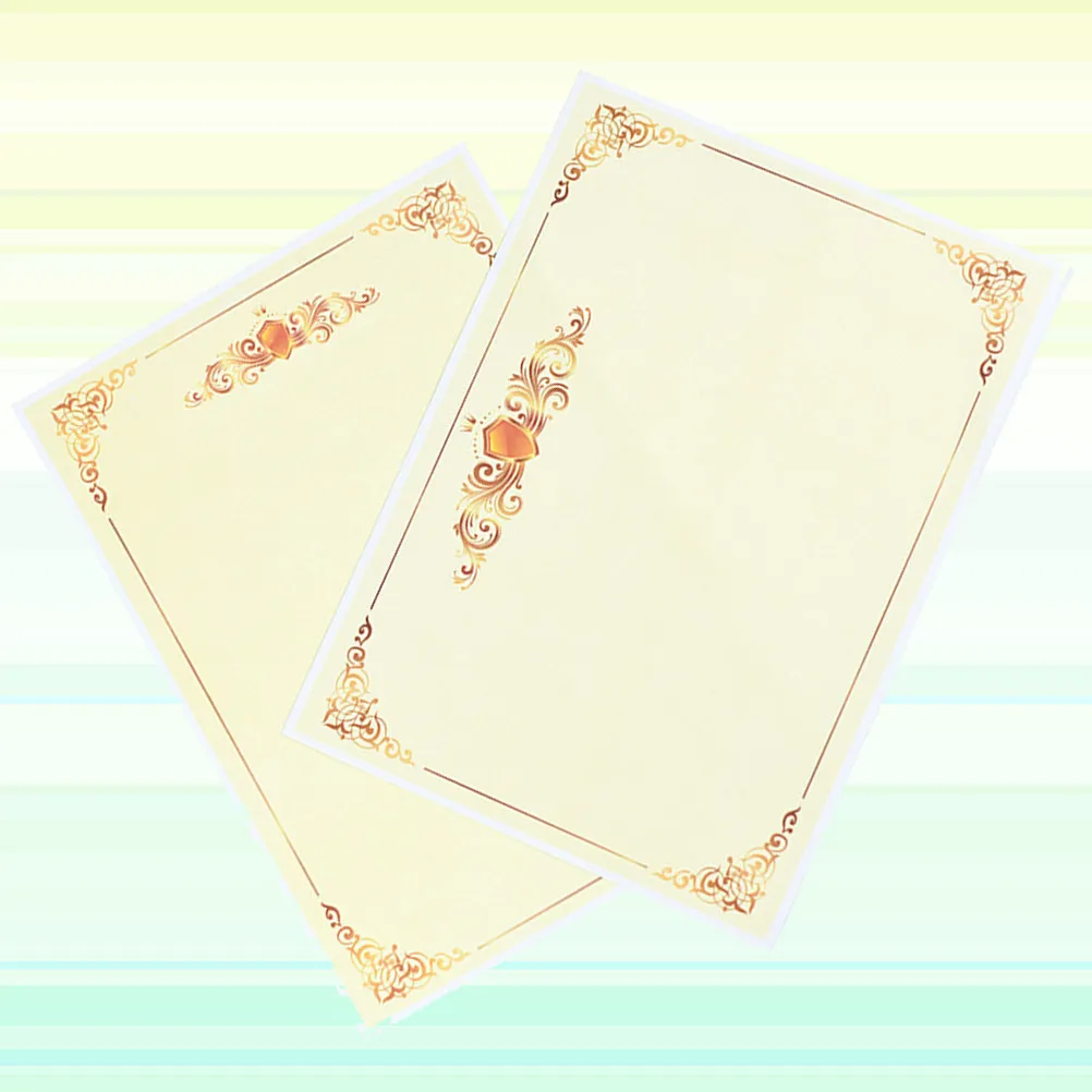 100Pcs A4 메탈릭 골드 테두리 인증서 용지 잉크젯 프린터와 호환되는 빈 용지 졸업 상패용 수직 가로형