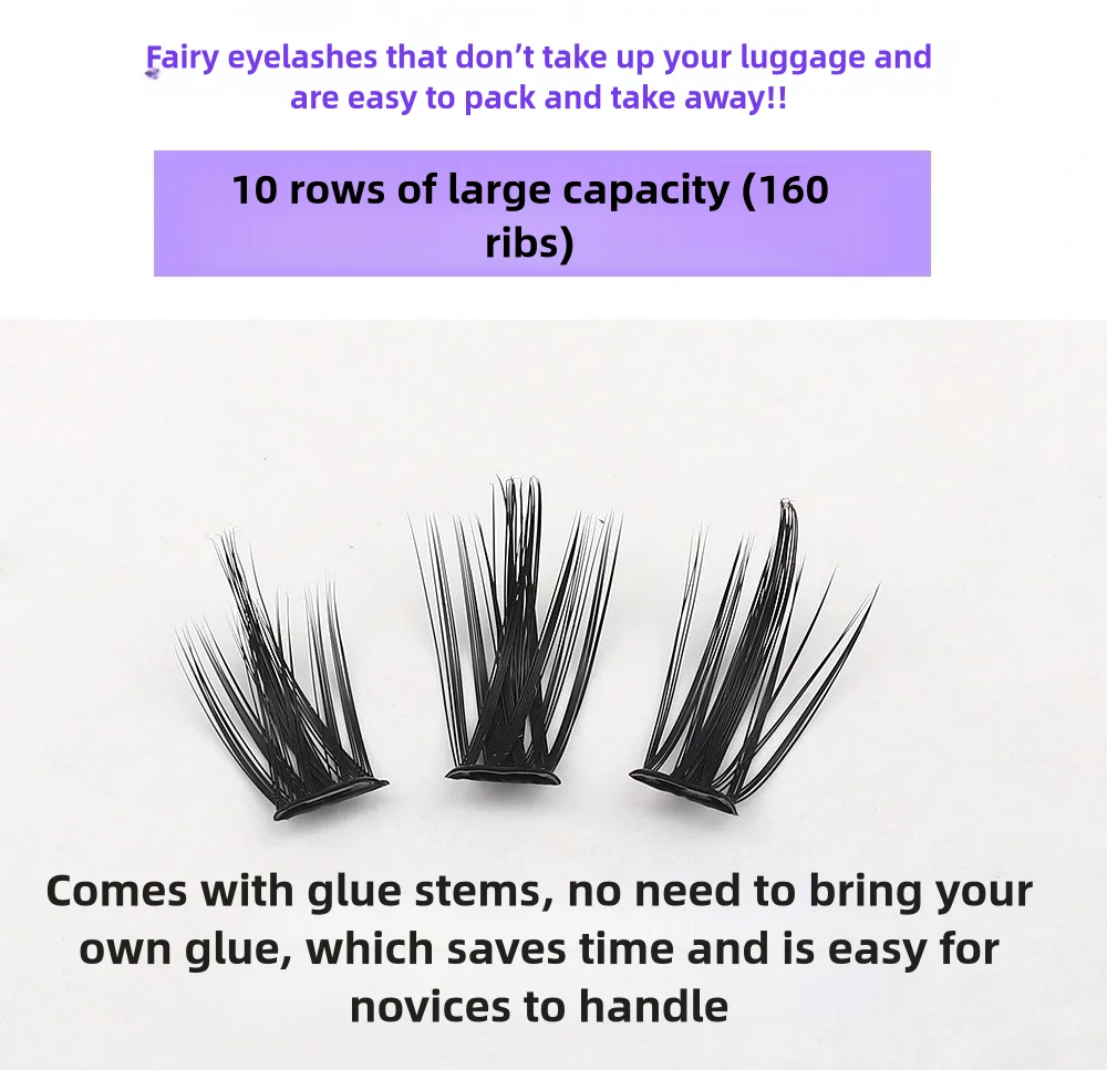 160Pcs 5D Fluffy Thick Eyelash Clusters No Glue Required Curl Wispy Individual Lashes Mix Eyelash Extensions False Eyelashes