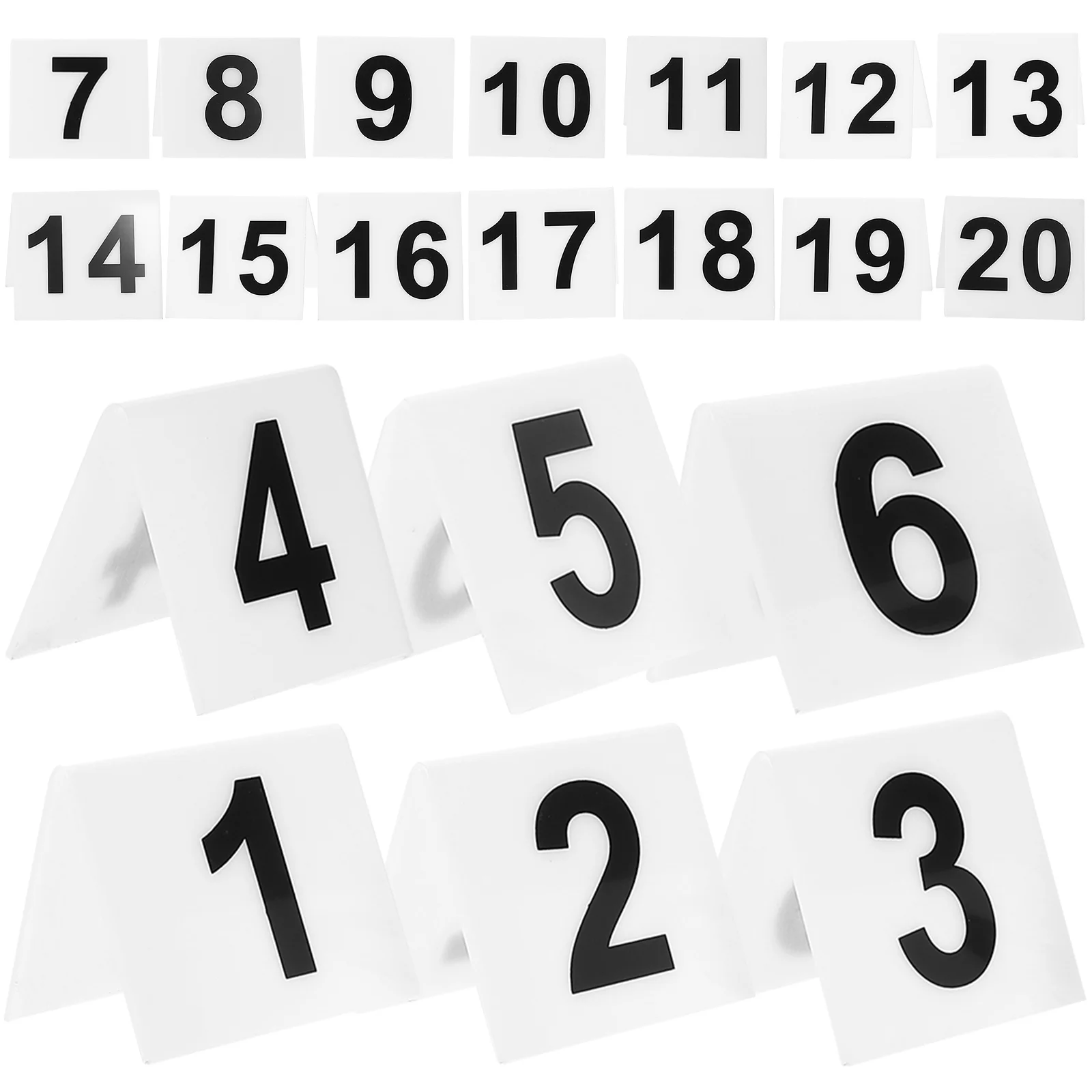 20 Pcs V Shaped Acrylic Table Numbers Restaurant Number Plates Evidence Marker Place Cards Reusable Game Supplies Floor Sign