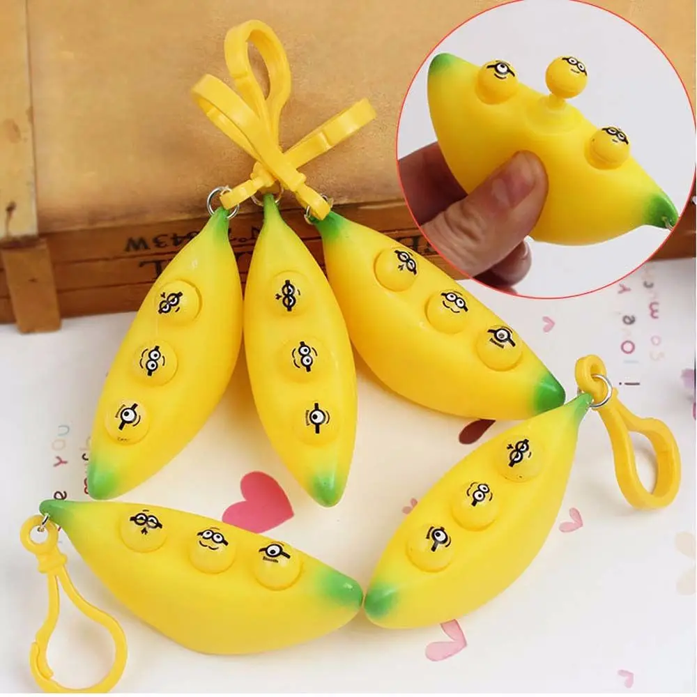 

Cute Funny Tricky Decompression Vent Simulation Banana Pinch Keychain Novelty Cute Wink Banana Kill Time Toy