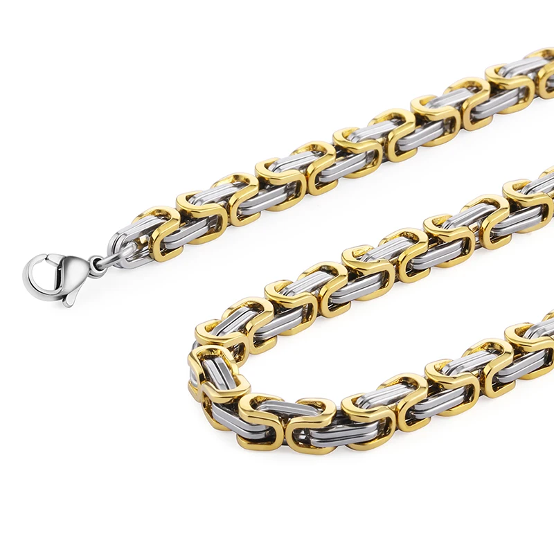 Men Stainless Steel Link Chains Necklace Multicolor Byzantine Strong Heavy Long Chain Necklaces Hip Hop man Punk Jewelry stainless steel necklace metal necklace