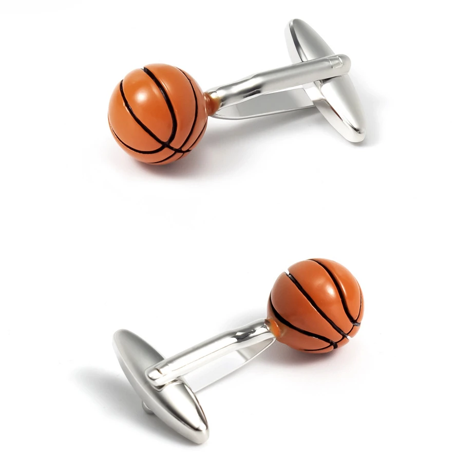 

Fun Sport Basketball Style Copper Cufflinks for Men and Women's Sports Games Dress Accessories French Shirt Buttons Friend Gift