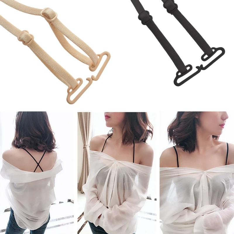 1 Pair 0.5cm Width Bra Straps Replacement Elastic Adjustable Removable
