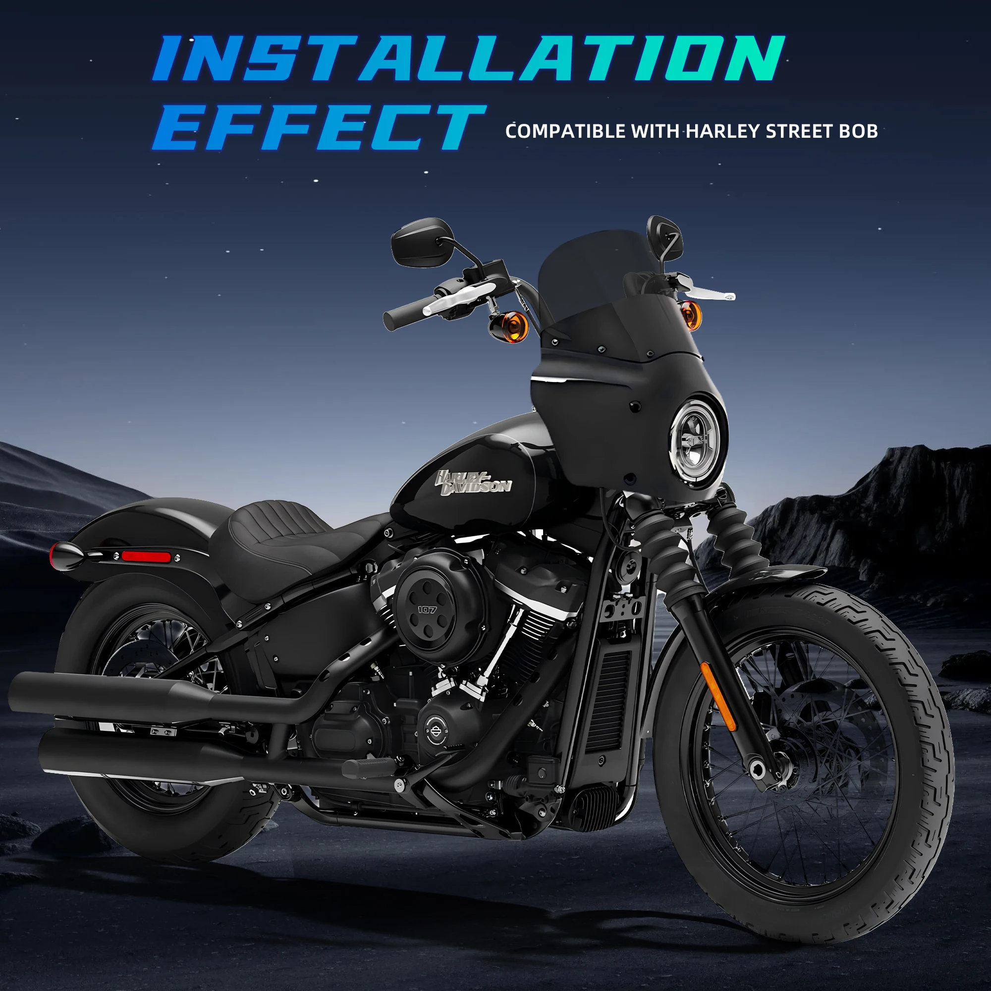 Road Warrior Fairing 11" Windshield Front Fairing For Harley Softail Street Bob FXBB-Standard Softail FXST-motorcycle fairing