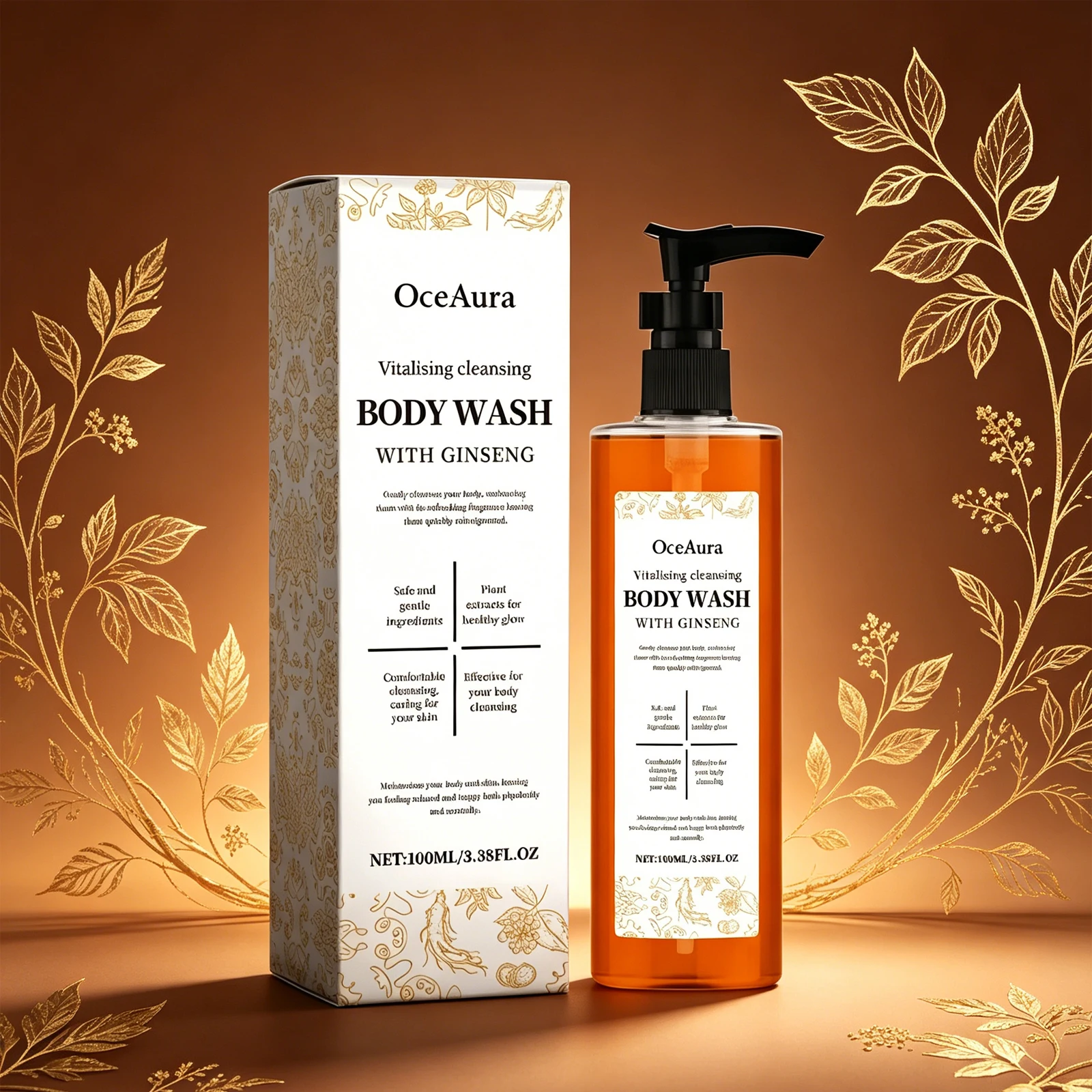 OceAura 100ml Body Cleansing Shower Gel - Gentle, Refreshing, Moisturizing and Hydrating Shower Gel for Cleansing the Whole Body