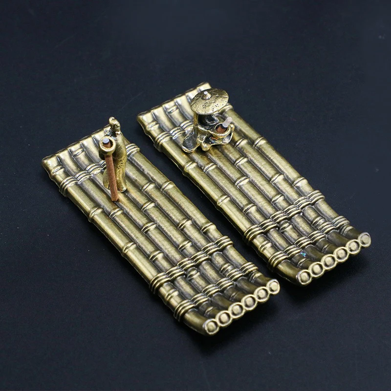 Description Picture 3 of item1PC Vintage Bronze Small Incense Burners Ornaments Bamboo Raft Incense Base Incense Stick Holder Stand Tray Ash Catcher Plate