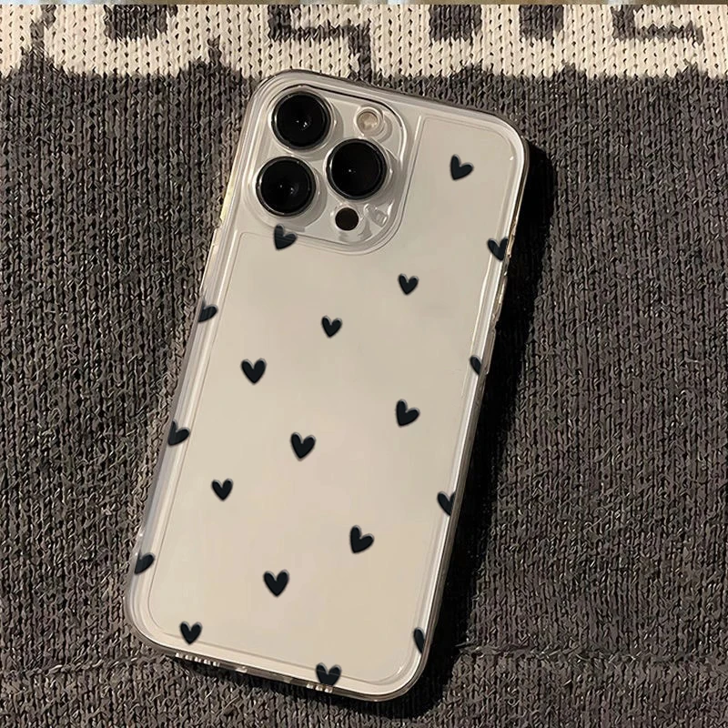 Chic Black Love Pattern Phone Case - Small Size