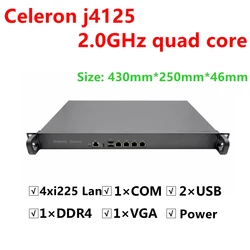 Intel Celeron J1900 J4125 4*2.5G Lan1U Network Server Firewall Appliance with Pfsense Openwrt X86 1U rack mount