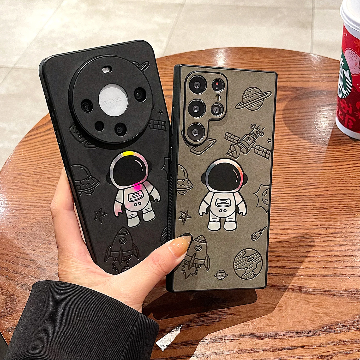 Coque de téléphone rigide en cuir d'astronaute Laser, étui arrière antichoc antichoc pour Huawei P60 Mate 60 50 40 30 Pro_voghion.com