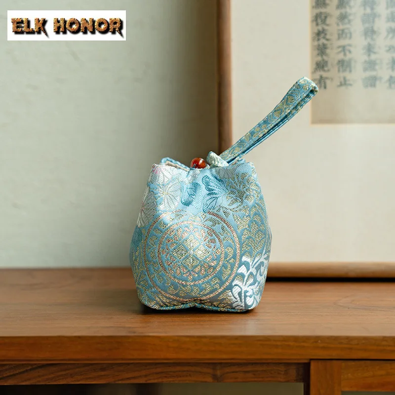 Chinese Brocade Covered Bowl Tea Cozies Traditional Tea Cozy For Teapot Portable Bag Travel Set Bag Drinkware Accessories
