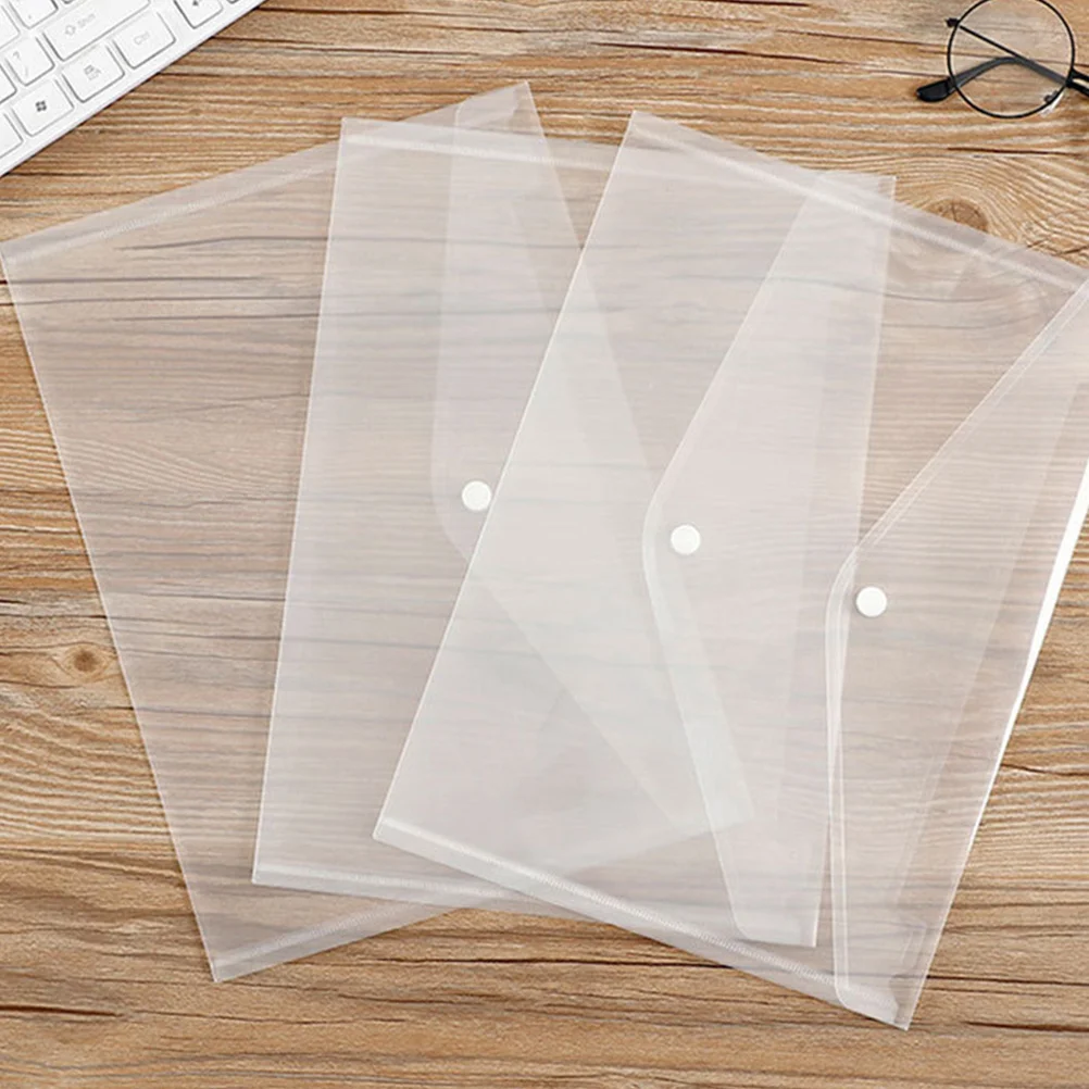 

6 Pcs A4 Transparent File Bag Thickened Snap Information Business Card Storage Bags Plastic Document Folders Pp Office Supplies