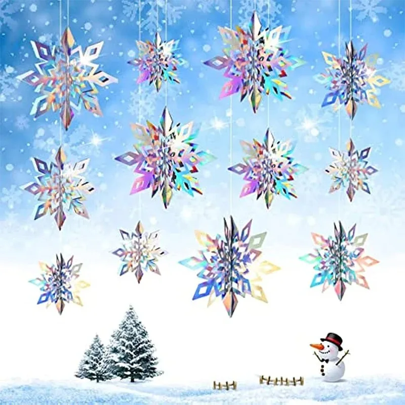 Christmas Snowflake 15/20/25CM Hanging Christmas Tree Ornament Xmas Home Decor Navidad New Year Decor Accessories Christmas Ornaments Winter Snow Decoration 6Pcs