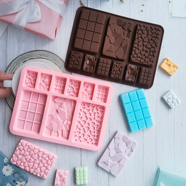 12 Even Chocolate Mold Silicone Mold Fondant Waffles Molds DIY Candy Bar  Mould Cake Decoration Tools Kitchen Baking Accessories