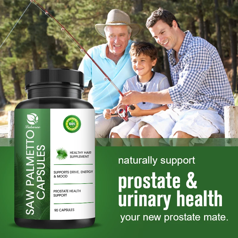 Saw Palmetto Capsules for Men Hair Growth Prostate Urination Support