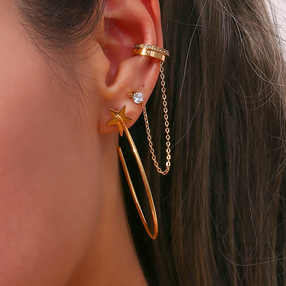 Orecchini a cerchio con stella pendente – CARA MIA JEWELS