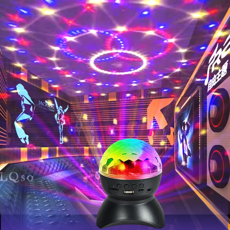 

RGB светодиодный DJ сценическое освещение Bluetooth аудио USB перезаряжаемая вращающаяся диско лампа проектора волшебный шар Автомобильная бара KTV атмосфера