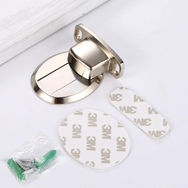 Invisible Magnetic Door Stopper Stainless Steel Punch-free Windproof Self-locking