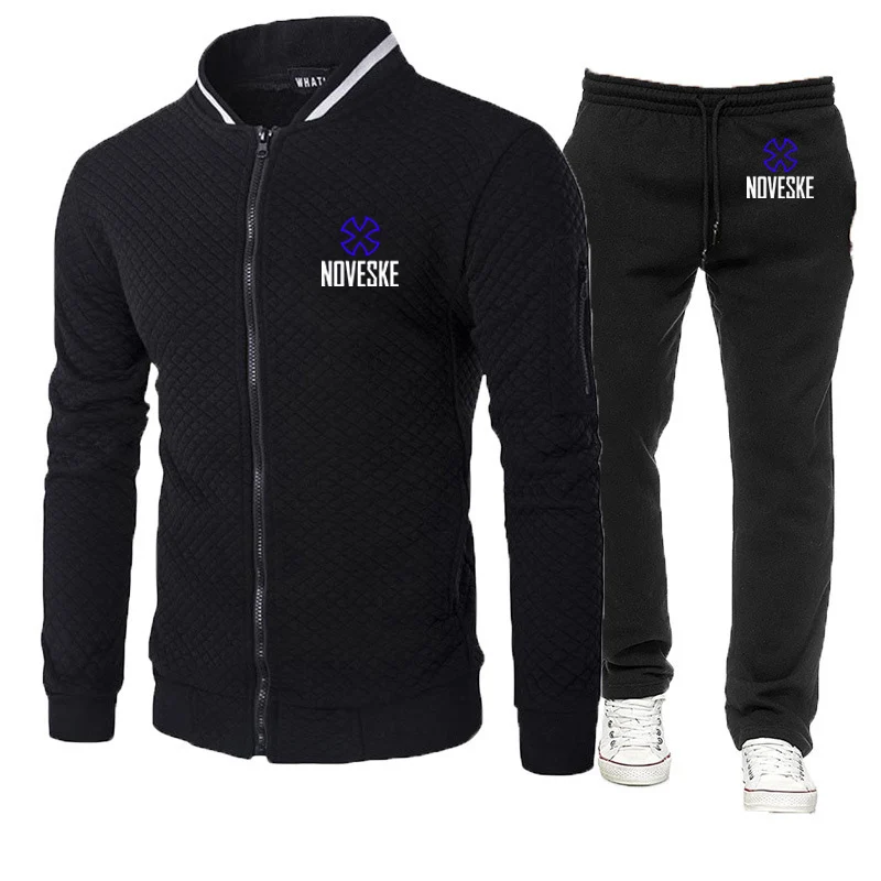 Mens Funny Print Zipper Hoodie and Sports Pants Set