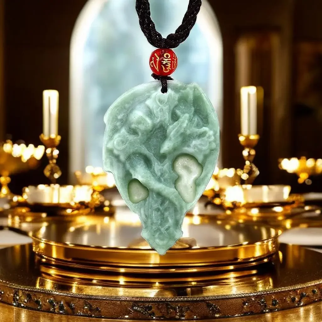 Jade naga liontin salib hadiah untuk wanita jimat hadiah batu aksesoris perhiasan alami mode kalung hijau jimat pria nyata