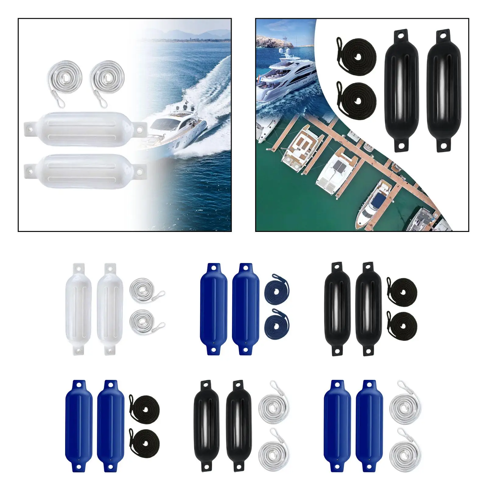2Pcs Boat Fenders 6mm x 1.5M Ropes Protector Twin Eyes Inflatable Fenders for Marine Sailboats Yachts Docking Fishing Boats 2Pcs Boat Fenders 6mm x 1.5M Ropes Protector Twin Eyes Inflatable Fenders for Marine Sailboats Yachts Docking Fishing Boats