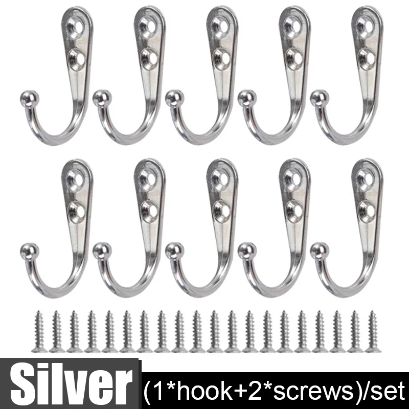 Alloy Wall Mounted Hooks with Screws for Versatile Home Organization and Storage