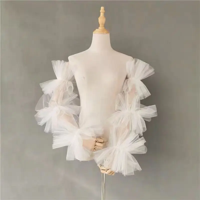 MANRAY Bridal Gloves Wedding Accessories Mori Exaggerated Modeling Long Gloves Wedding Arm Cover Decorated Bride Tulle