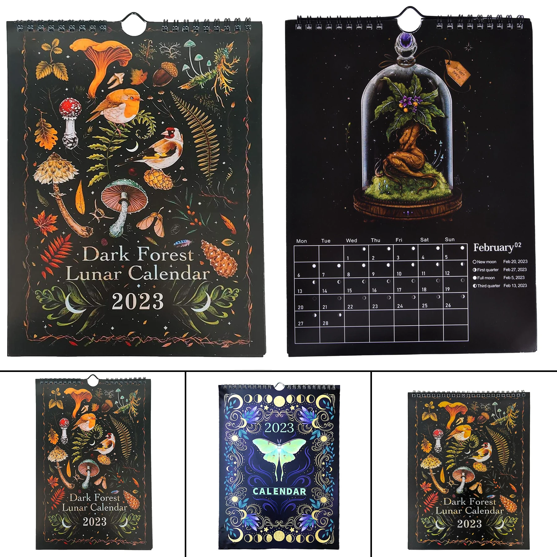 2023 Dark Forest Calendar Creative Illustrated Wall Lunar Calendars  Waterproof Color Ink Wash Art Astrology Moon Calendar Gift