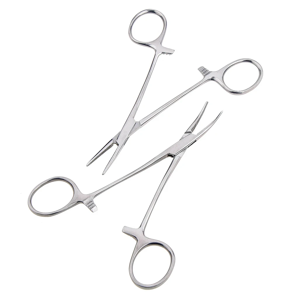 Surgical Forceps Hand Tool 12.5/16/18cm Stainless Steel Hemostatic Surgical Forceps Forceps Fishing Pliers Curved/Straight Tip