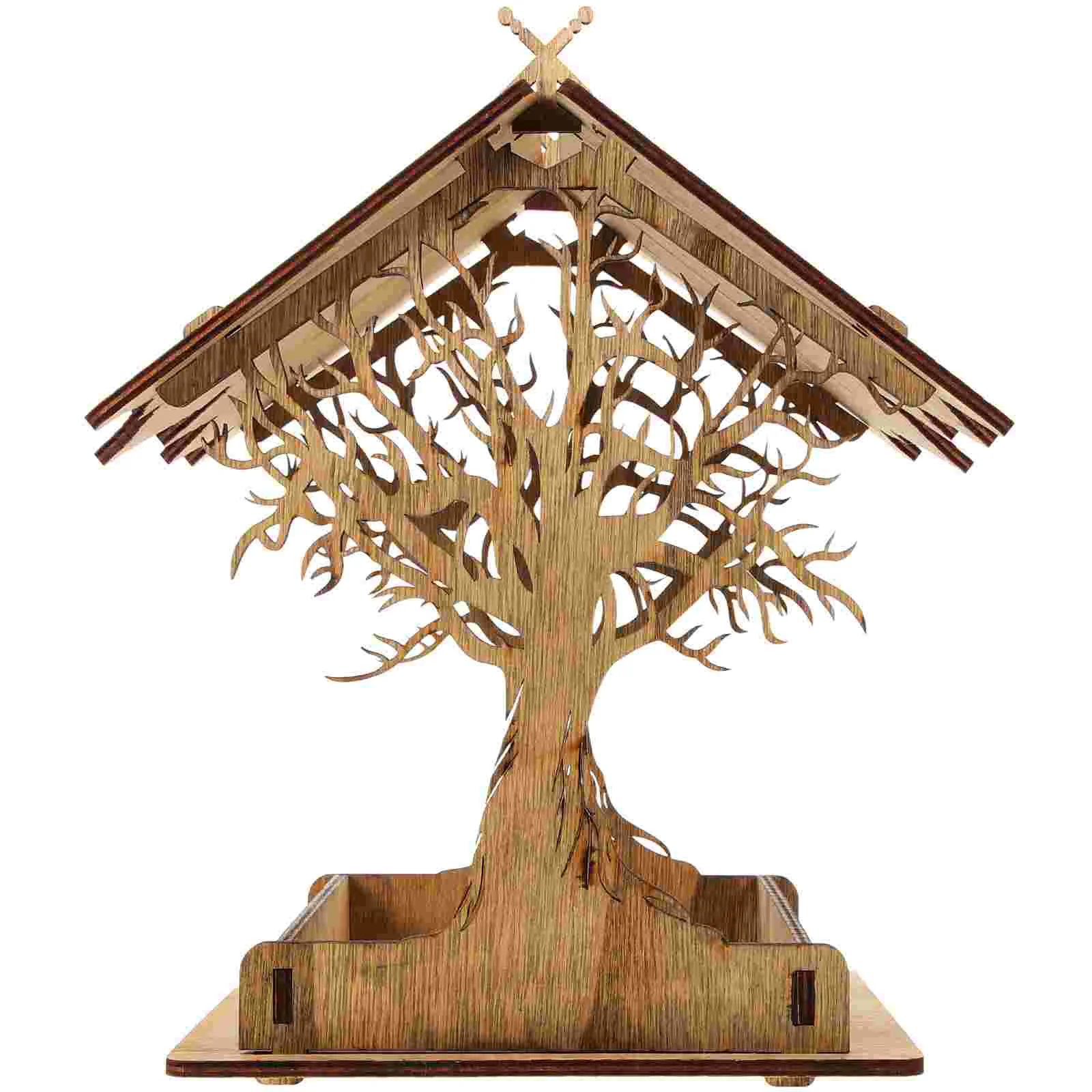 

Food Containers Wood House Parrot Feeder Dove Bird Dispenser Pigeon Cage Shaped Hanging Feeders
