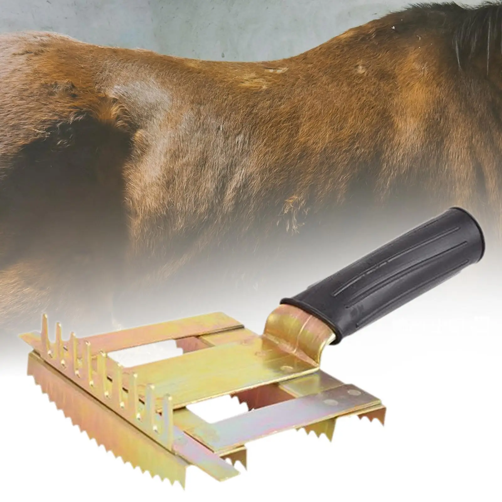 Livestock Shedding Comb Portable Bull Hair Brush Sturdy Comfortable Grip Deshedding Tool for Dog, Bull Sheep, Cow, Horses