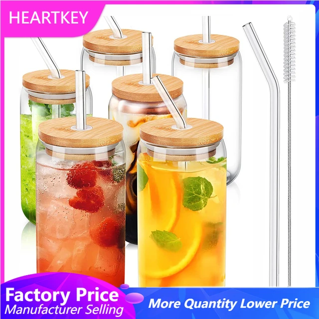 Mason Jars For Drinking Cup Bubble Tea Glass Cup With Bamboo Lid Reusable  Glass Boba Smoothie Cup With Stainless Steel Straw Cup - Glass - AliExpress