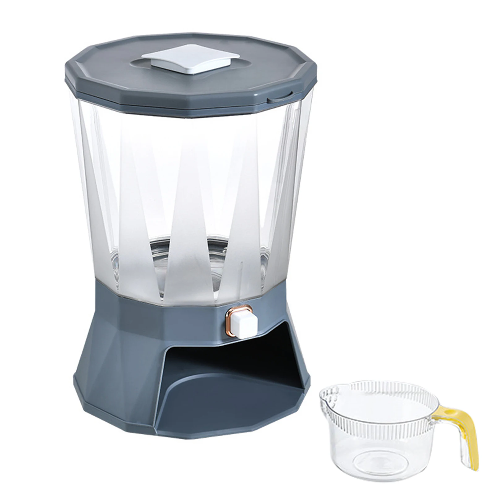 4 Grid Rice Dispenser Cereal Storage Container With Large Dry Food Container, Transparent 4 Compartments And Candy Rotating Base