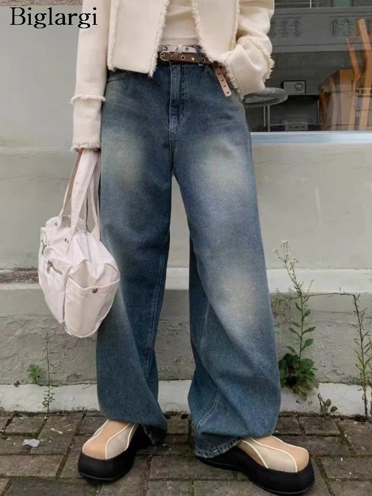 

Jeans Spring Autumn Long Pants Women Wide Leg Loose Korean Style Pleated Fashion Casual Ladies Trousers High Waist Woman Pants
